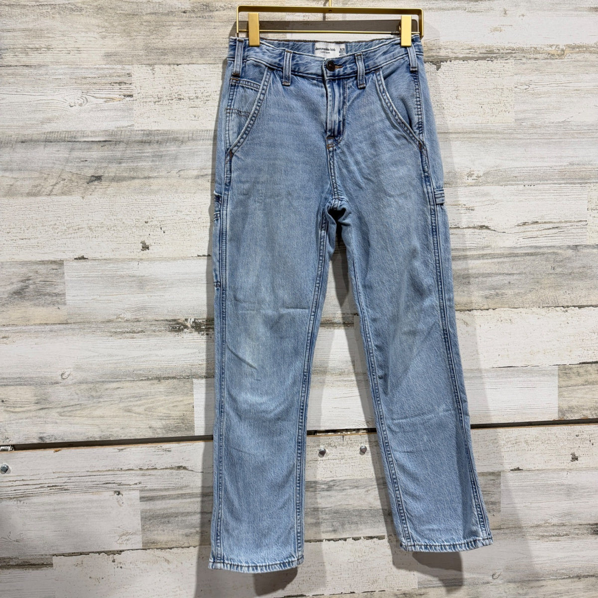 Abercrombie Kids Loose Jean Carpenter Pants Kids 9/10 Light Wash Cotton 90s0