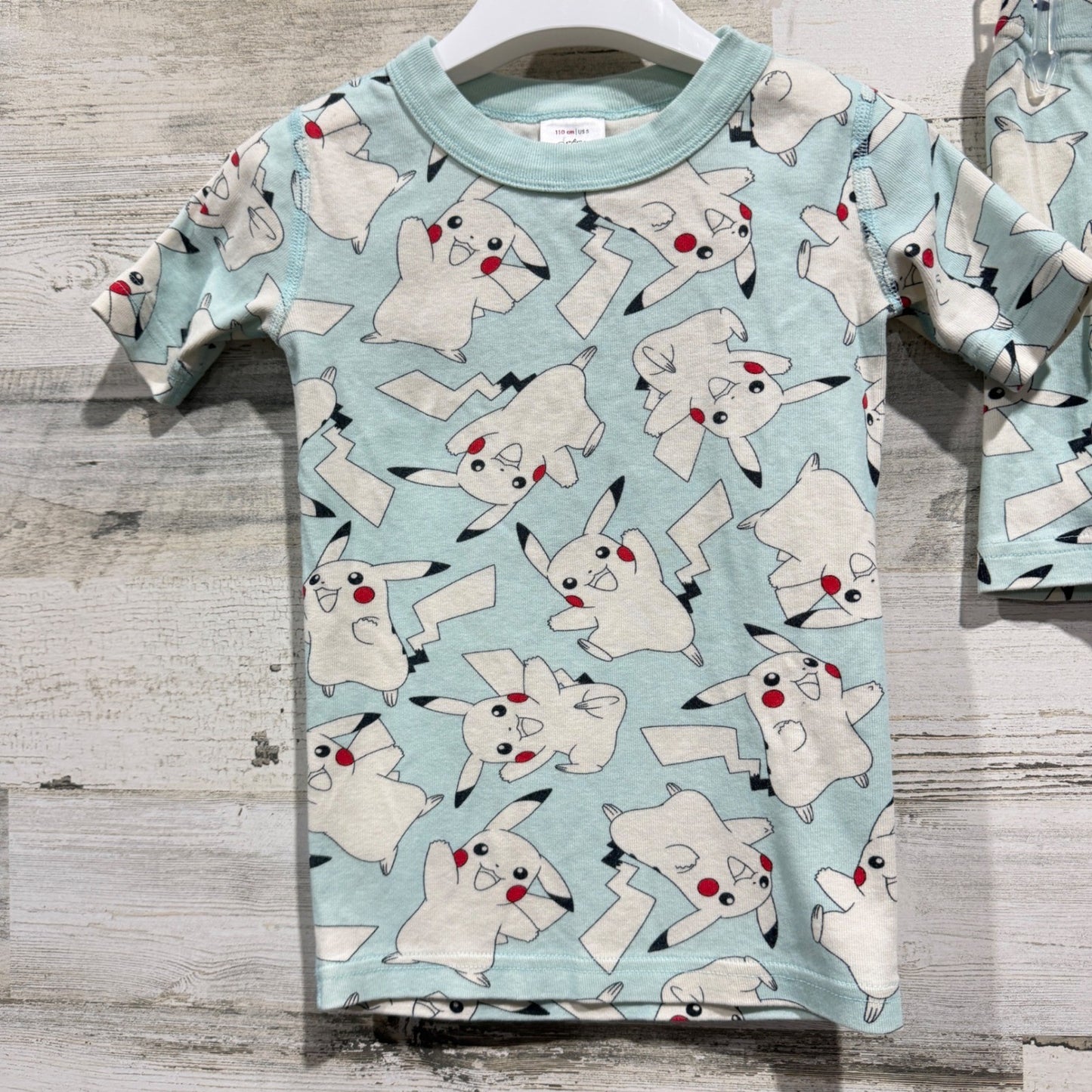 Hanna Andersson Pajama Set Boys 5 Blue Pikachu Pokemon Shortie EUC1
