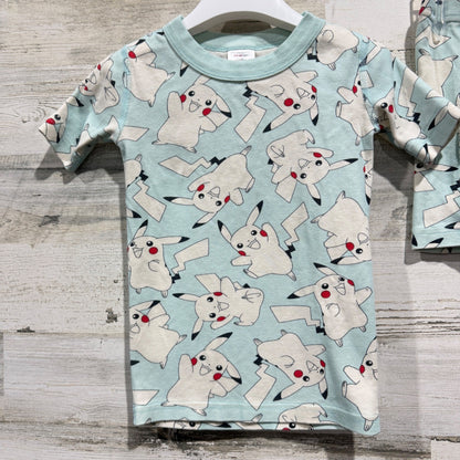 Hanna Andersson Pajama Set Boys 5 Blue Pikachu Pokemon Shortie EUC1