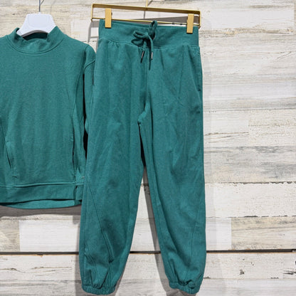 Freely Mock Neck Jogger Set Girls Size S Teal Green Recycled Athleisure3