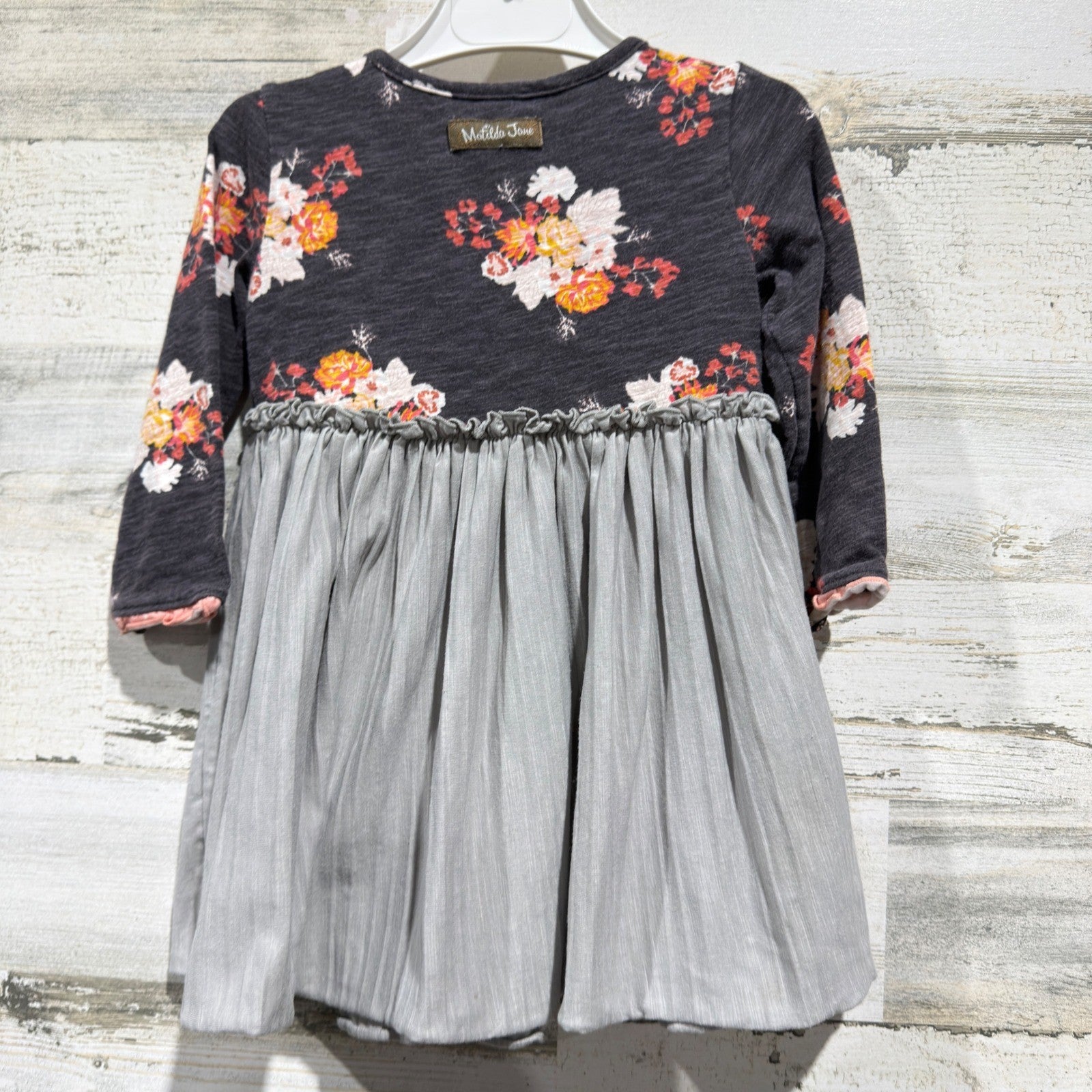 Matilda Jane Dress Girls 18-24M Grey Floral Joanna Gaines Boho *Flawed*3