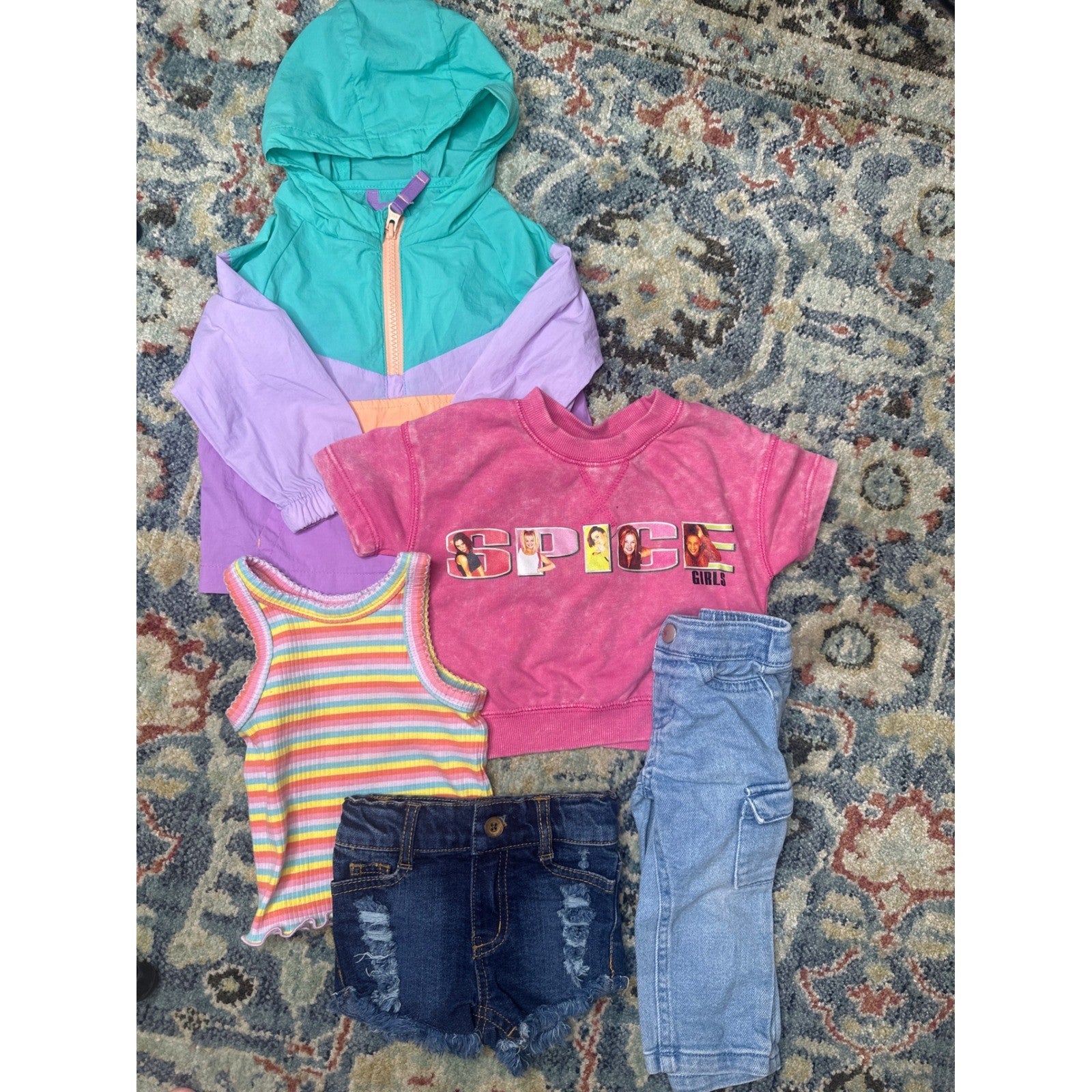 Spice Girls Cat & Jack Bundle Girls 12M Multi Retro Colorblock Denim GUC*0