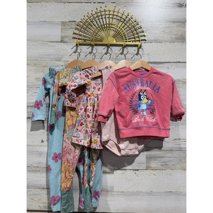 Hanna Andersson Bluey Carters Girls 12-18M Blue Pink Floral Bundle0