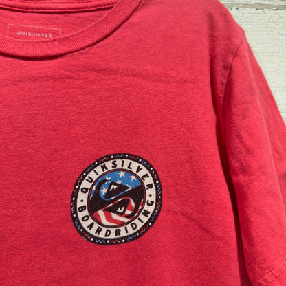 Quiksilver T-Shirt Boys L Red Graphic Boardriding Surf Casual1