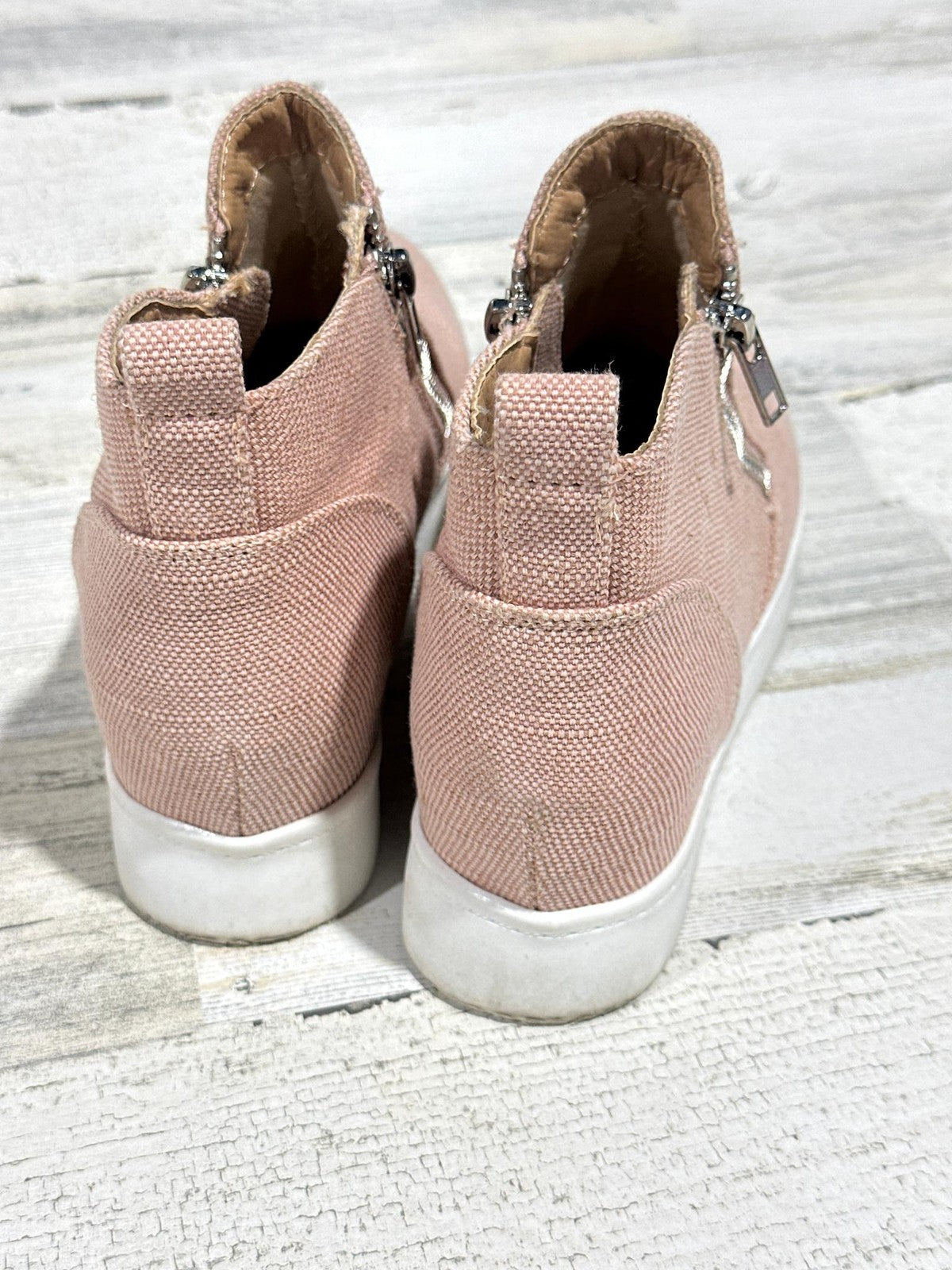 Soda Wedge Sneakers Women 7 Pink Canvas Side Zip Chunky Platform Wedge Shoes2