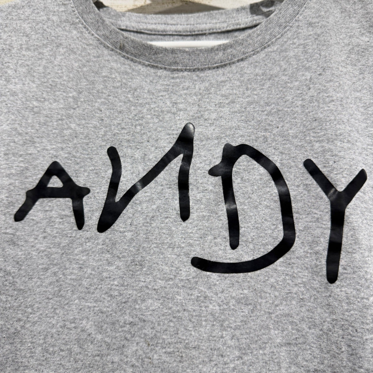 Toy Story Andy T-Shirt Kids XS Gray Signature Graphic Pixar EUC1