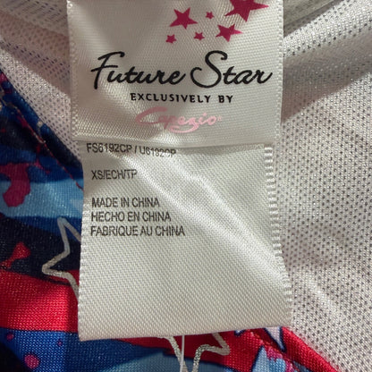Capezio Future Star Leotard Girls XS Red White Blue Stars Patriotic NWT3