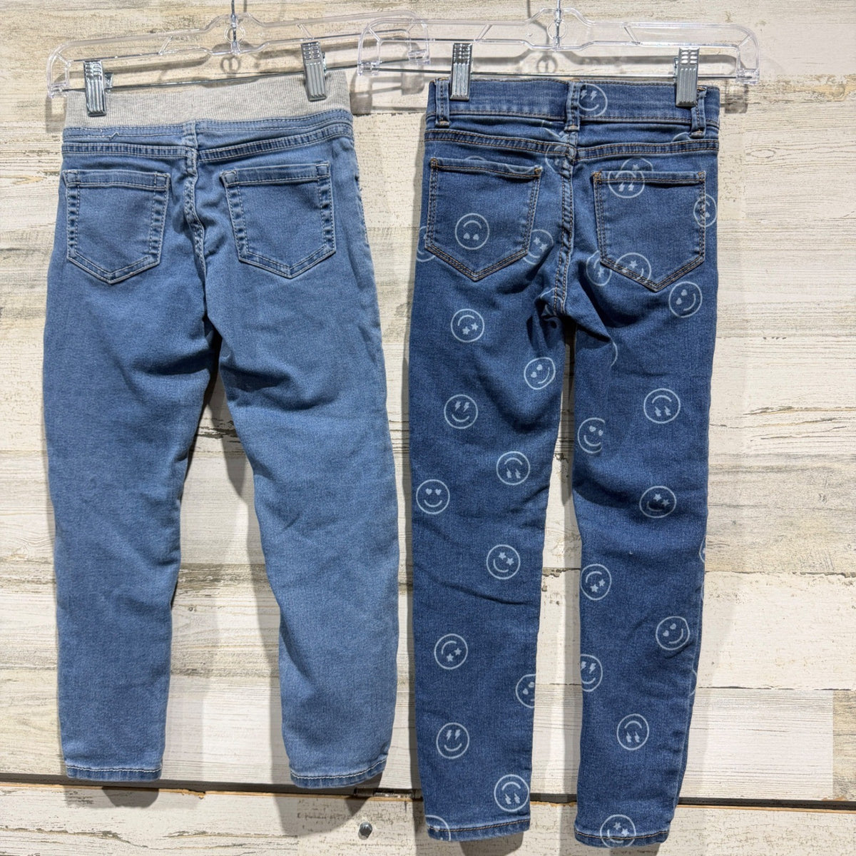 Wonder Nation Jegging Bundle Girls S 6-6X Blue Denim Smiley Face GUC*3