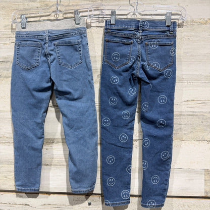 Wonder Nation Jegging Bundle Girls S 6-6X Blue Denim Smiley Face GUC*3