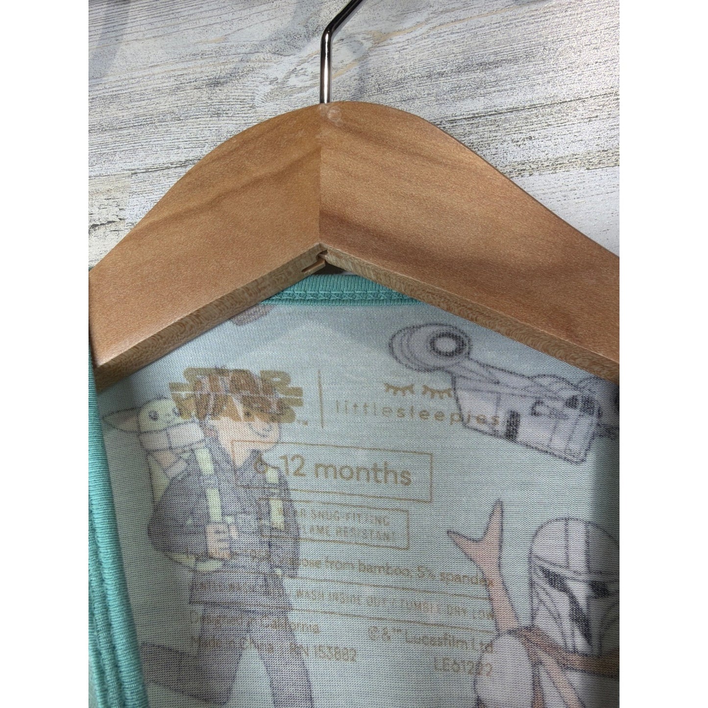 Little Sleepies Sleeper Boys 6-12M Blue Star Wars Bamboo Mandalorian EUC2