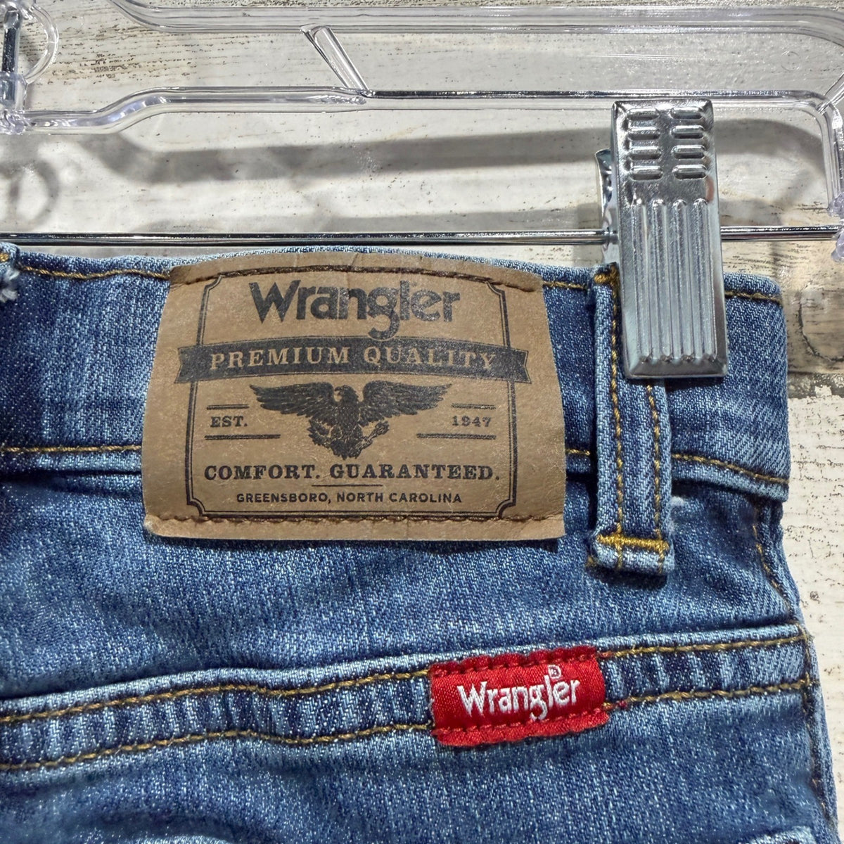 Wrangler Classic Boot Jeans Boys 6 Slim Blue Denim Cotton Stretch Modern EUC3