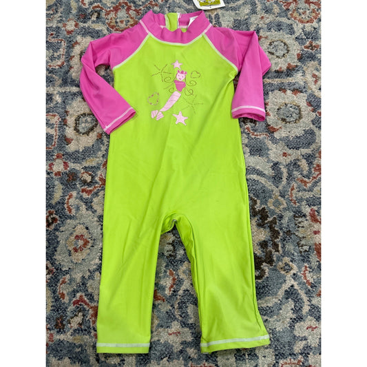 Flap Happy Swimsuit Girls 18M Green Pink Mermaid Rash Guard NWT Flawed0