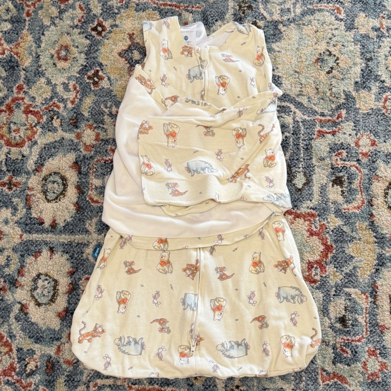 HALO SleepSack Swaddle Unisex Small Cream Winnie the Pooh Disney Cotton EUC0