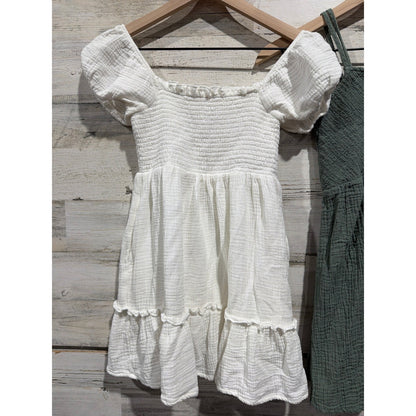 Hello Frankie OshKosh Dress Bundle Girls Medium 7 White Green Gauze Boho EUC1