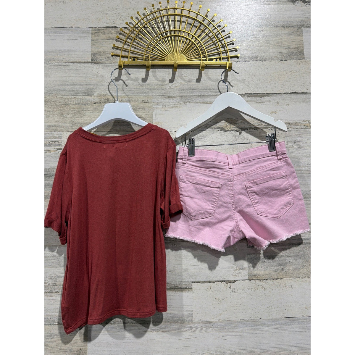 Society Stitch OshKosh Outfit Girls M 7 Red Pink Yosemite Shorts Set NWT3
