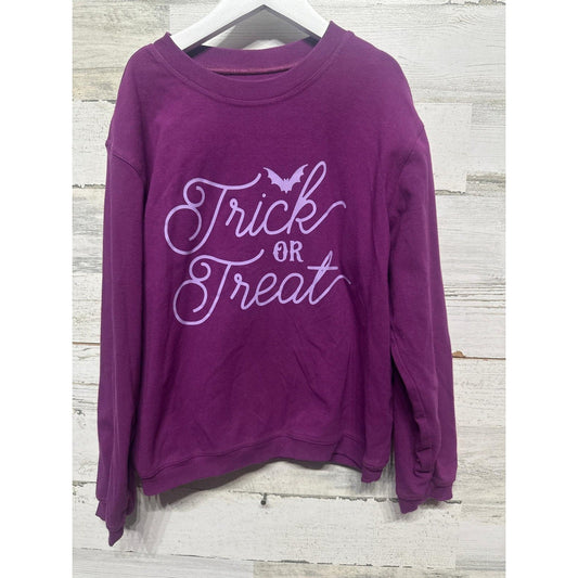 SweetHoney Sweatshirt Kids 10Y Purple Trick or Treat Halloween Graphic EUC0