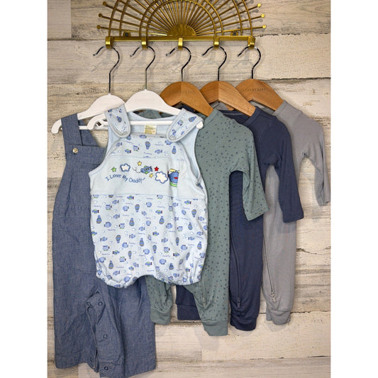 Cloud Island Baby Gap Boys 0/3m - 6/12m Blue Gray Sleeper Overall Romper Bundle0