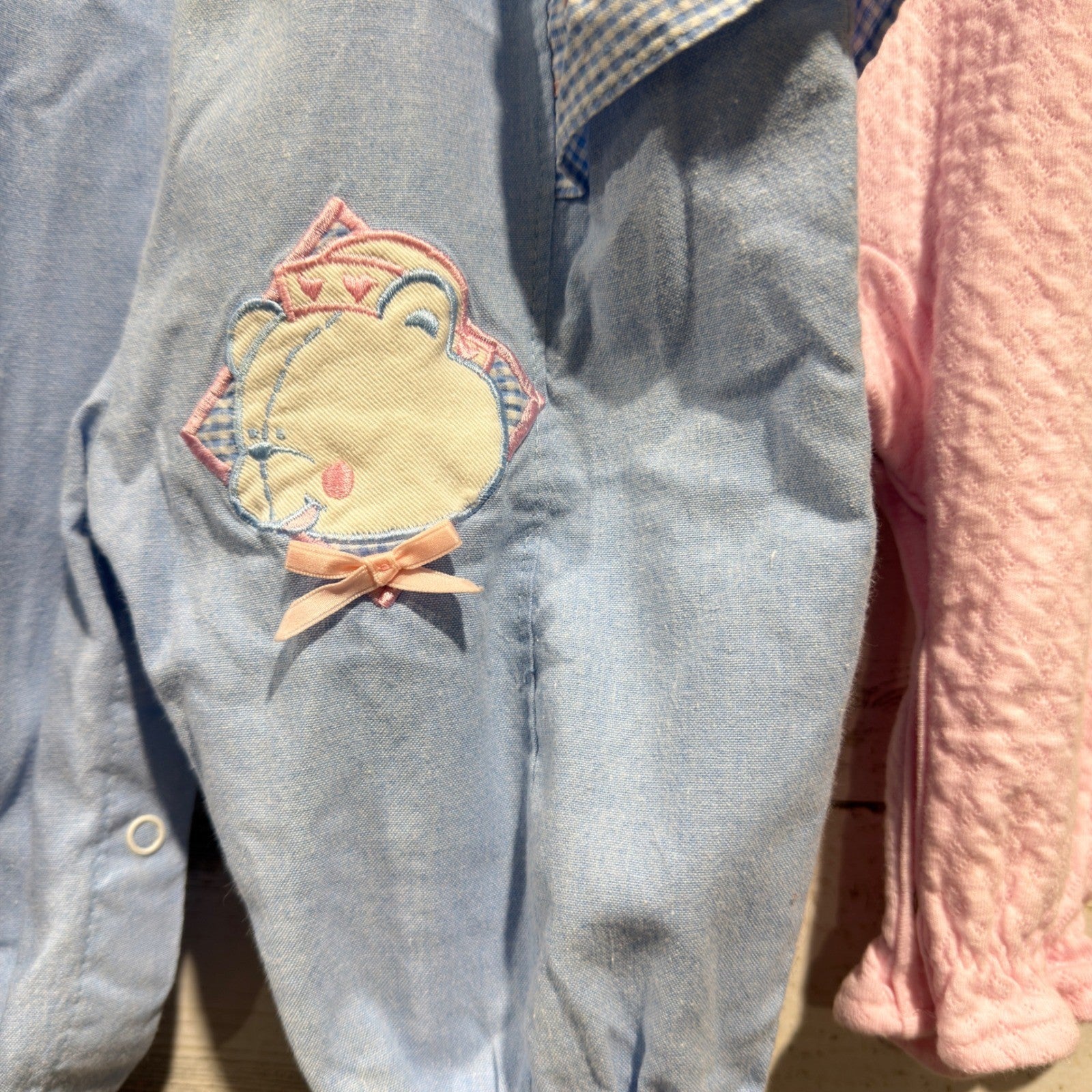 Vintage Romper Bundle Girls 6-9 Months Pink Blue Peach Lace Ruffle Retro GUC3