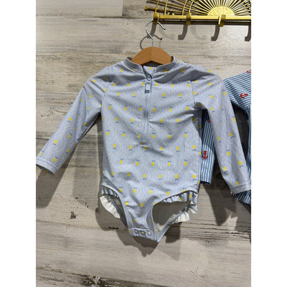 Little Me Carter's Rash Guard Swimsuit Girls 18-24M Blue Lemon Anchor2