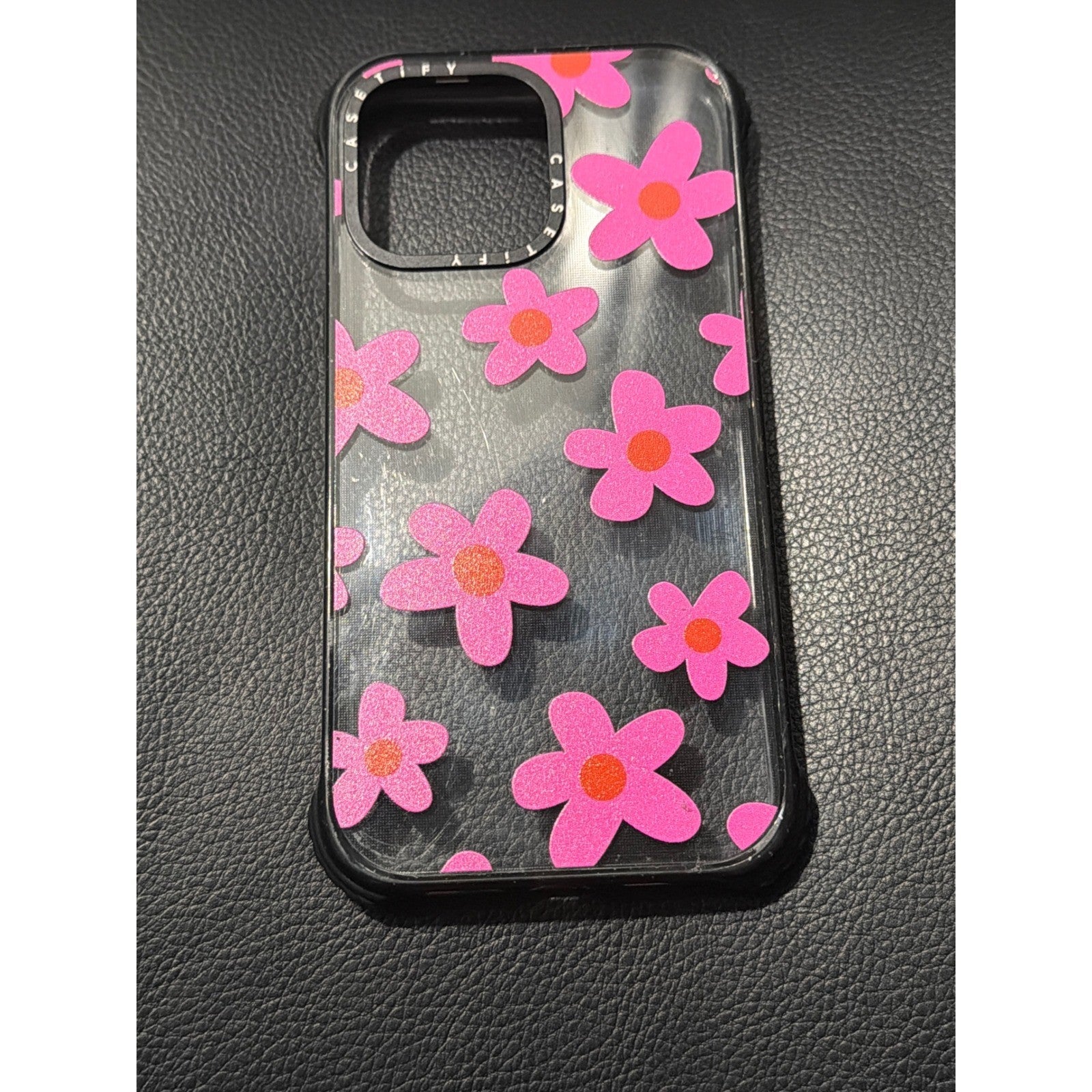Casetify iPhone 14 Pro Max Case Women Pink Glitter Floral Daisy Coquette EUC0