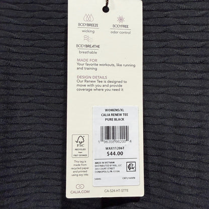 CALIA Renew Tee Women XL Pure Black Textured Wicking Activewear NWT2