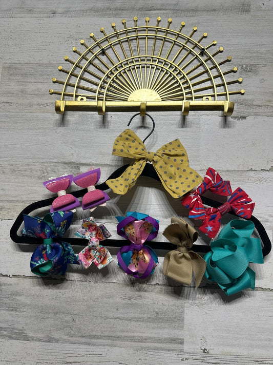 Lot of 10 Hair Bows - Bows on Alligator Clips - Good Used Condition0