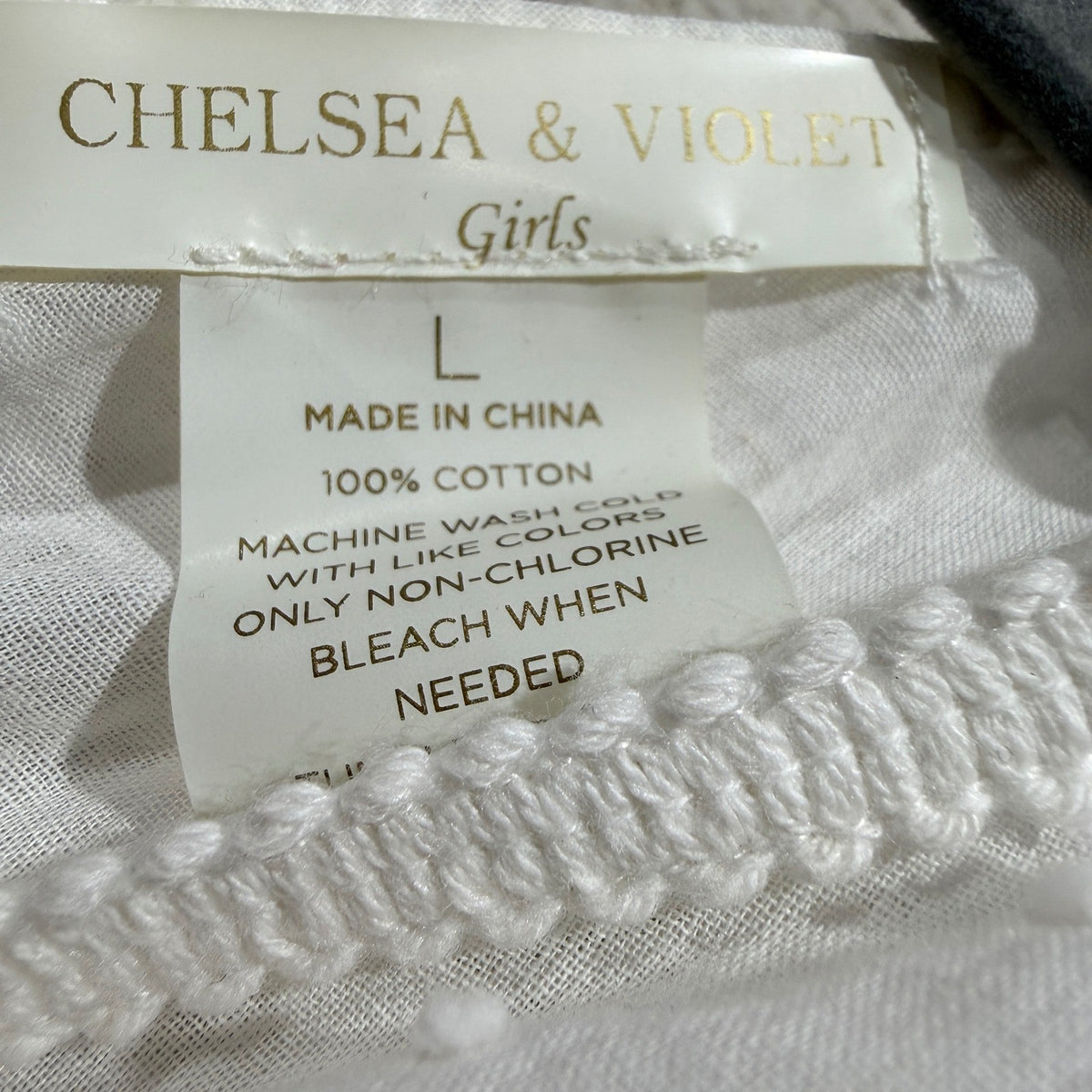 Chelsea & Violet Swiss Dot Tassel Dress Girls L White 100% Cotton Boho EUC1