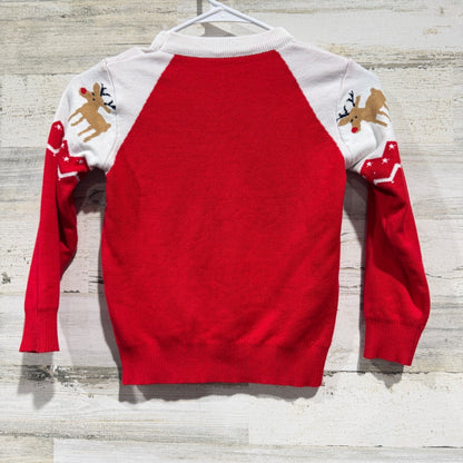 Unbranded Reindeer Sweater Boys Fits Like 6-7 Red White Fair Isle Holiday EUC2
