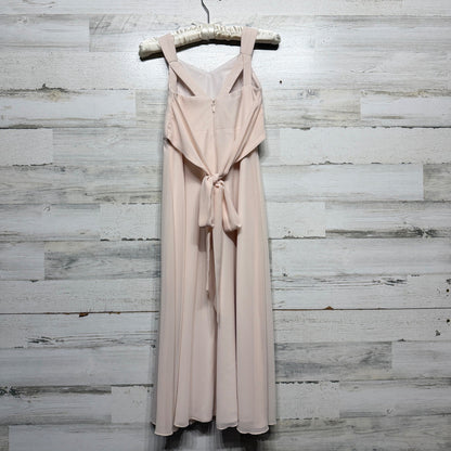 Azazie Chiffon Dress Girls J10 Blush Pink V-Neck Back Tie Formal Balletcore EUC2