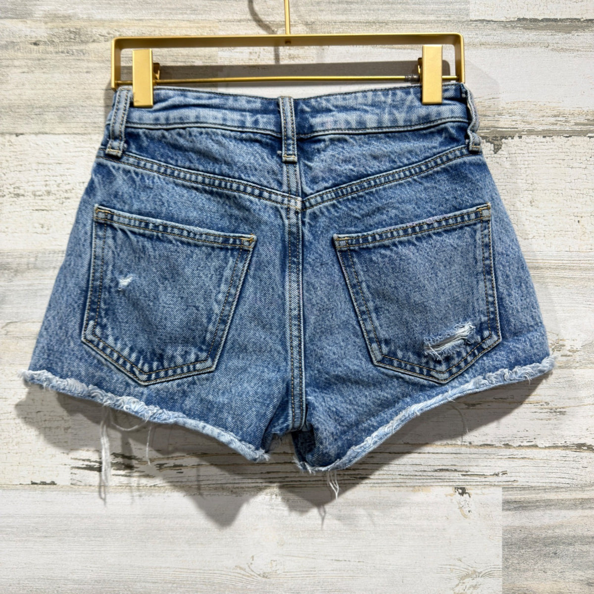 Arizona Jean Co Denim Shorts Women 0 Blue Distressed Hi-Rise Festival EUC1