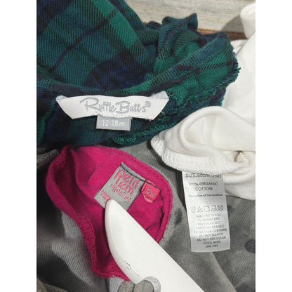 Ruffle Butts Petit Lem Baby Girls 12M Plaid Polka Dot Bundle EUC7