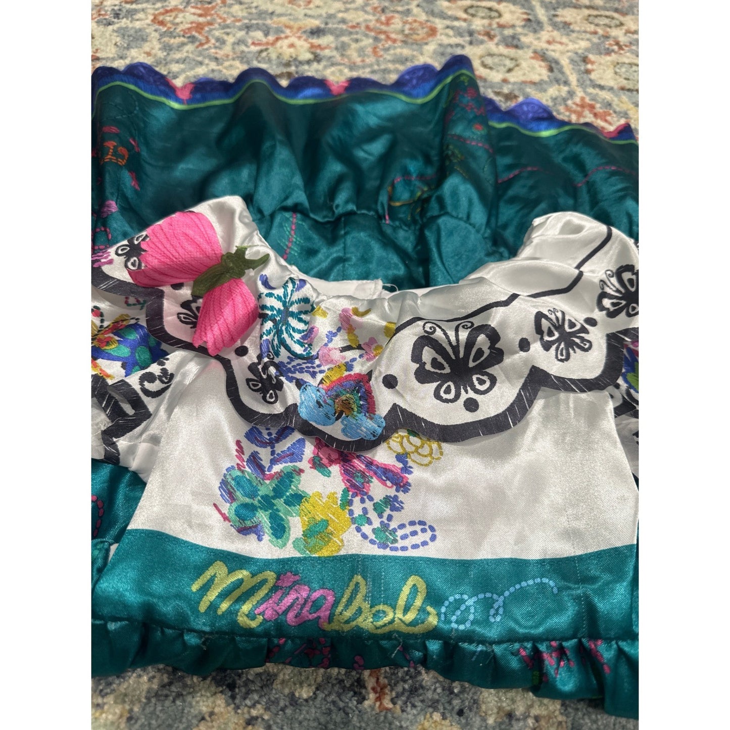 Mirabel Encanto Costume Dress Girls 4-6 Teal White2
