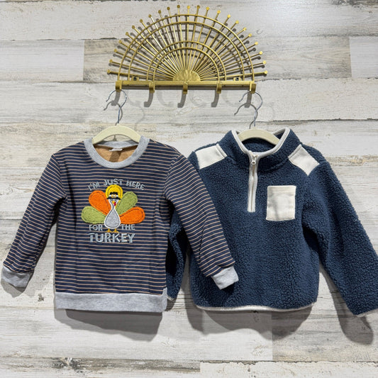 Baby Essentials Petit Lem Long Sleeve Bundle Boys 24M Blue Striped Fall EUC0