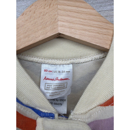 Hanna Andersson Sleepers Kids 18-24M Blue Rainbow Organic Cotton Scandi3