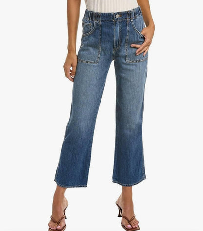 Hudson Utility Jeans Women 25 Blue Paperbag Waist Patch Pocket NWT1