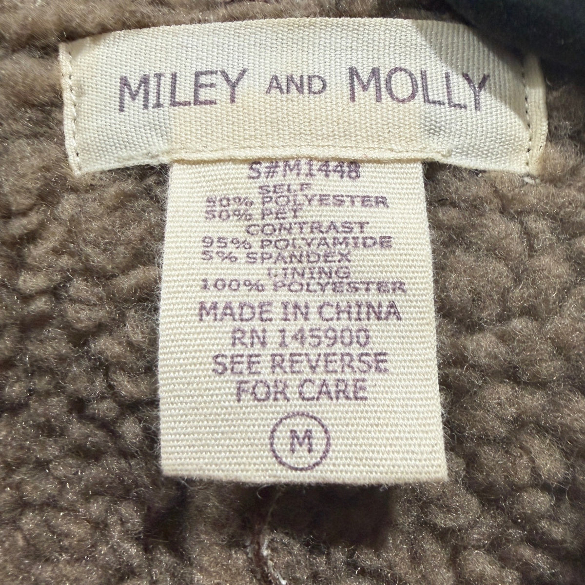 Miley and Molly Jacket Women M Brown Faux Suede Shearling Moto Cabincore EUC2