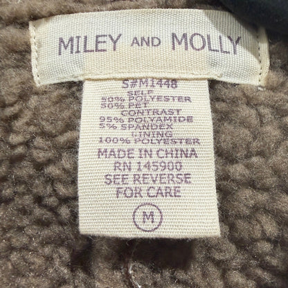 Miley and Molly Jacket Women M Brown Faux Suede Shearling Moto Cabincore EUC2