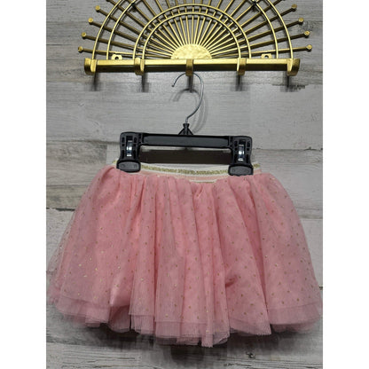 Mud Pie Tutu Skirt Girls 24M/2T Pink Gold Glitter Star Tulle EUC2