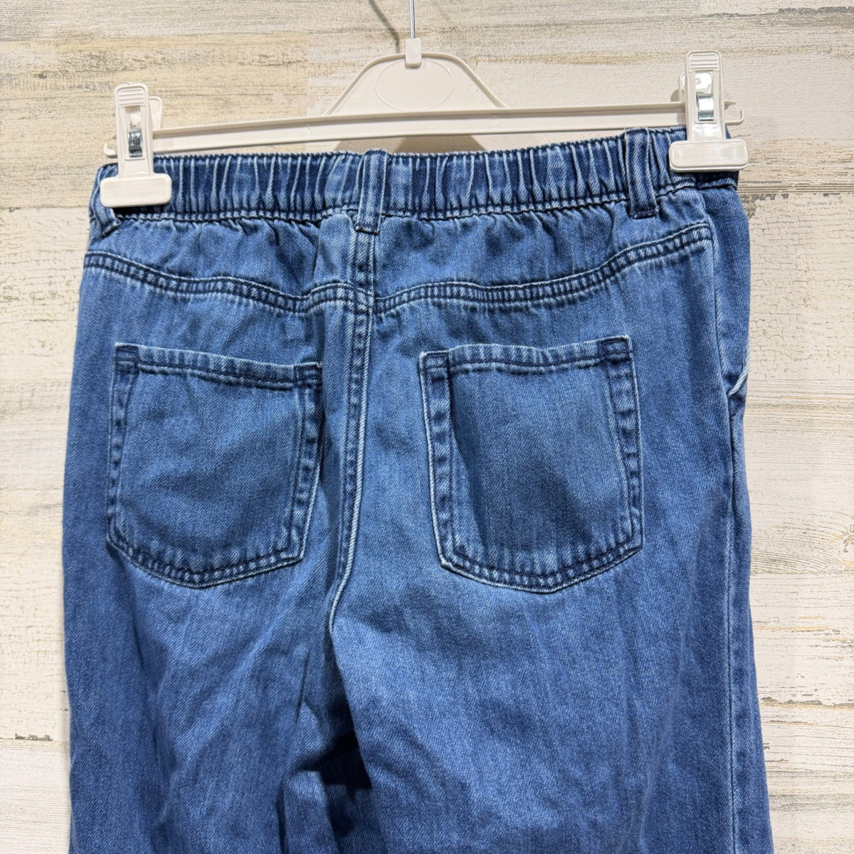 Cat & Jack Wide Leg Jeans Girls XL 14 Blue Denim Pleated Back Elastic EUC3