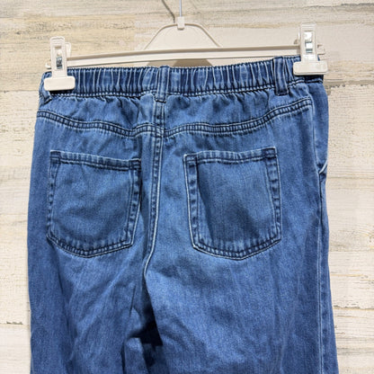Cat & Jack Wide Leg Jeans Girls XL 14 Blue Denim Pleated Back Elastic EUC3