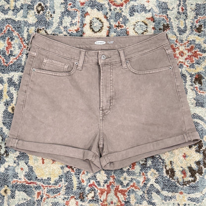 Old Navy OG Shorts Women 12 Taupe High Rise Rolled Hem Stretch Casual EUC0