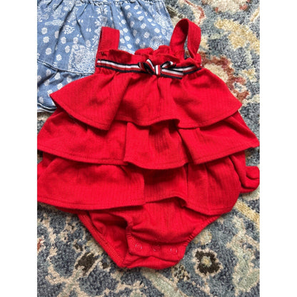 Tommy Hilfiger Wrangler Dress Romper Bundle Baby Girl 6-9M Red Blue1