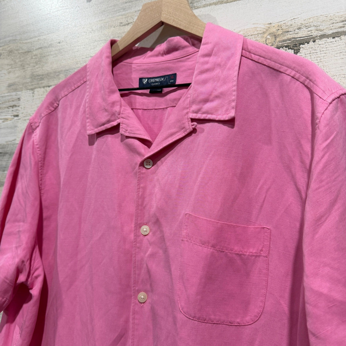 Cremieux Classics Camp Shirt Mens XL Pink Silk Linen Blend Short Sleeve Summer4