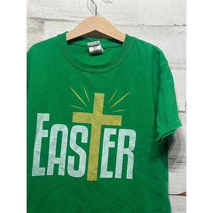 Gildan Graphic Tee Kids Small Green Easter Cross Religious1