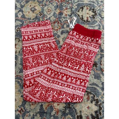 Little Sleepies Pajama Pants Men's Medium Red White Fair Isle Reindeer Holiday0