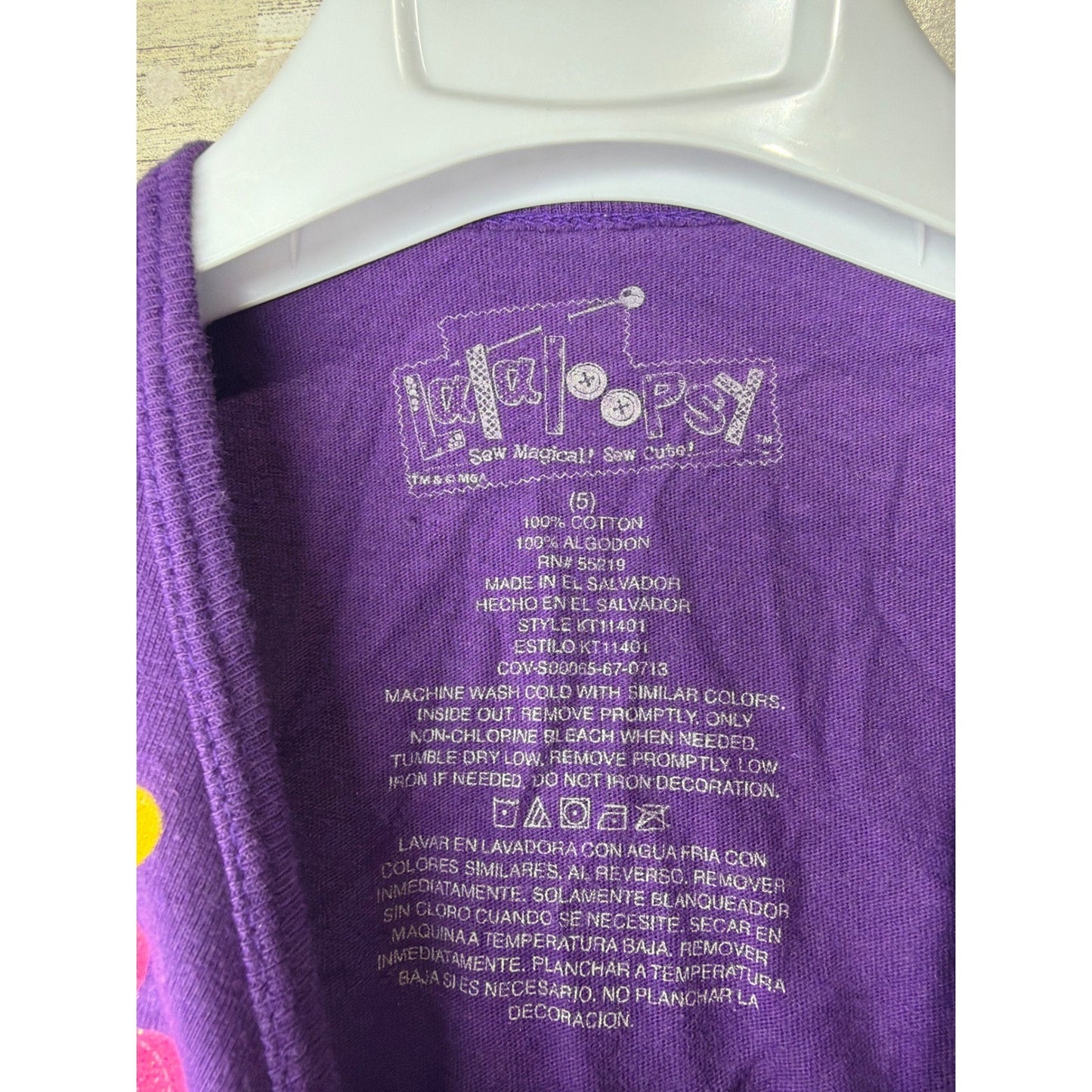 Lalaloopsy Graphic T-Shirt Girls 5 Purple Side Cinch Ruched Kidcore3