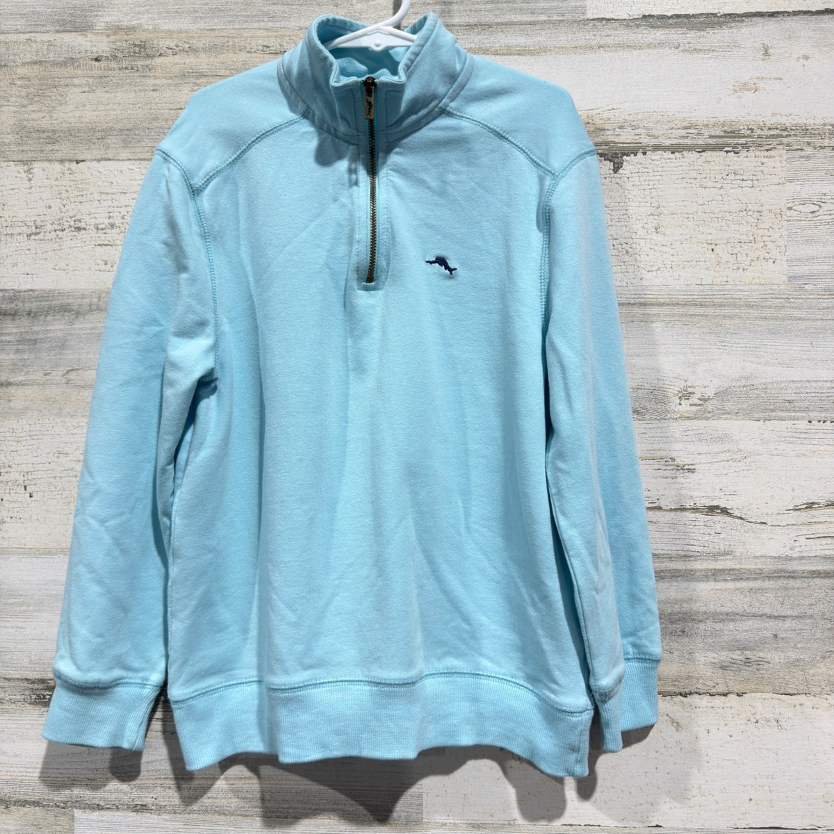 Tommy Bahama Pullover Boys M 7/8 Blue Half Zip Coastal Preppy *Flawed0