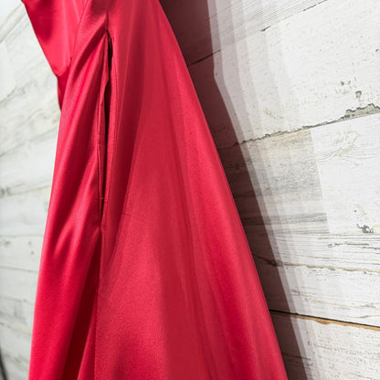 B. Darlin Gown Women 11/12 Red Satin V-Neck High Slit Formal Prom4