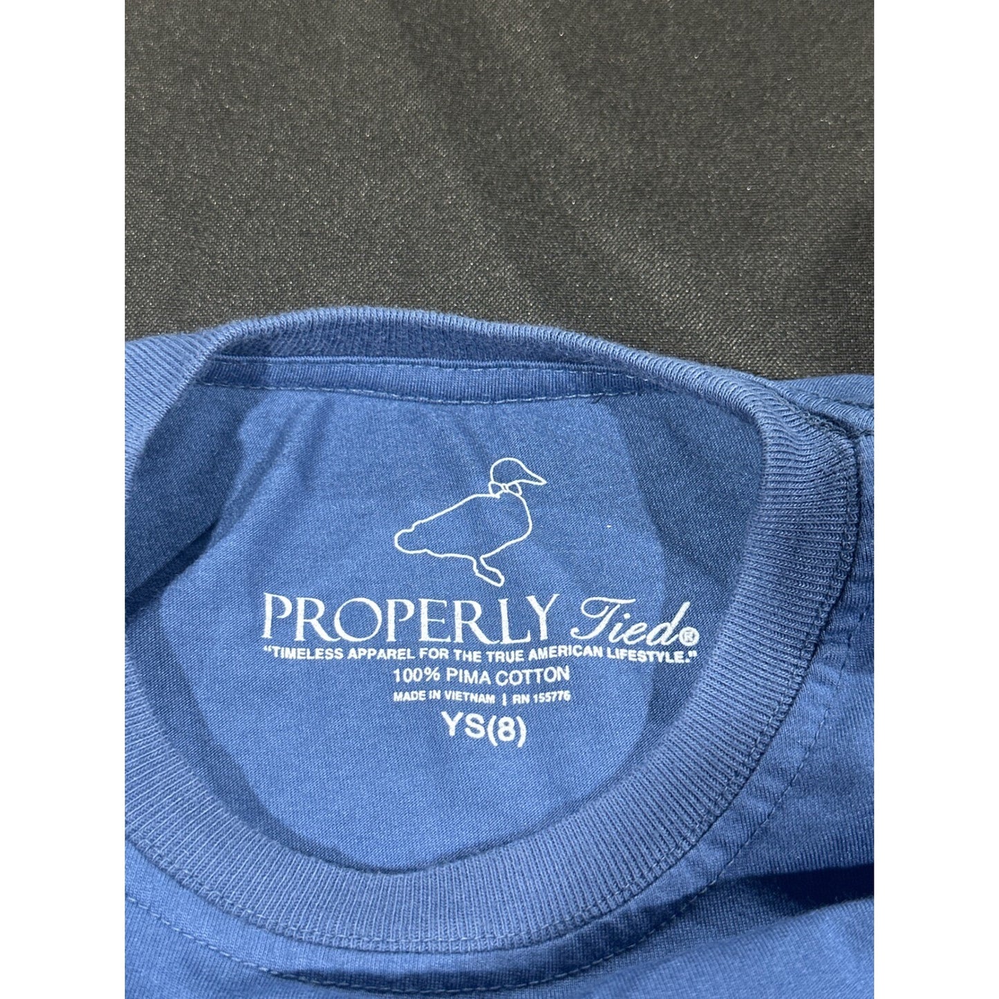 Properly Tied Graphic T-Shirt Boys Size 8 Blue Campfire Forest EUC3