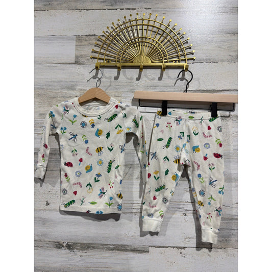 Moon and Back Pajamas Girls 2T White Garden Bug Organic Cotton Cottagecore0